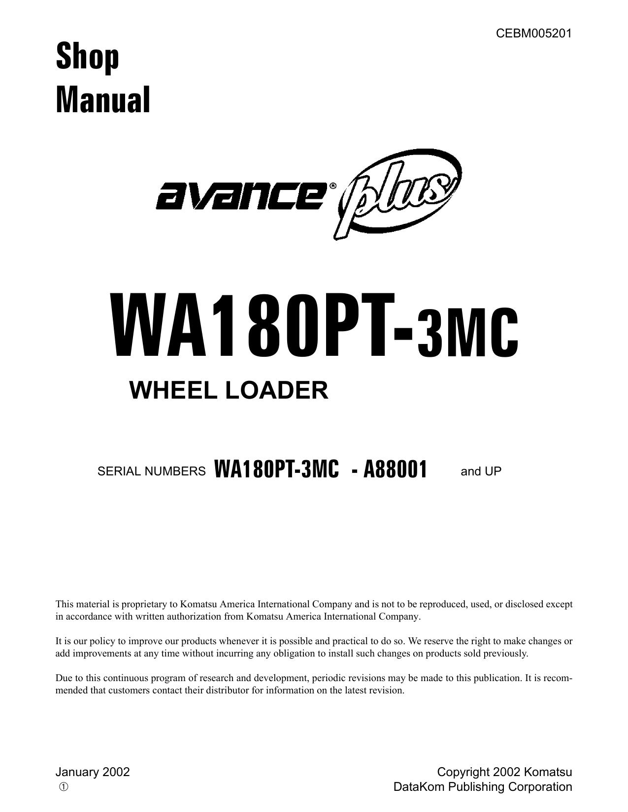 WA180PT-3MC Shop Manual